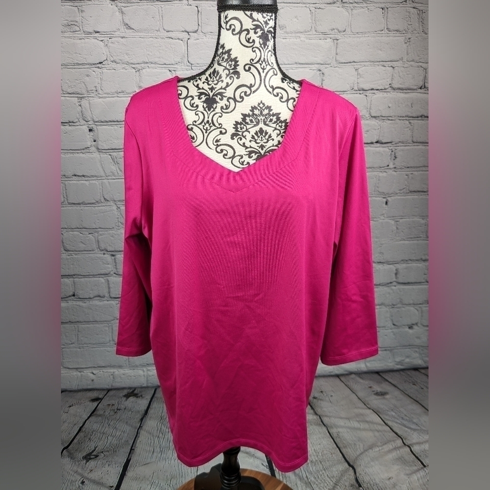 Susan Graver women's long sleeve stretch knit popover top xl b07a